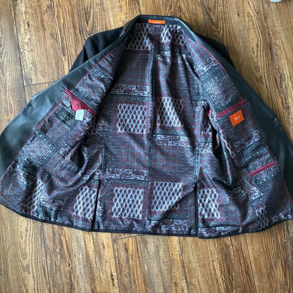 Tallia Men’s 44R Black Tuxedo Blazer w/Faux Leather Shawl Collar Formal Party - Picture 6 of 8